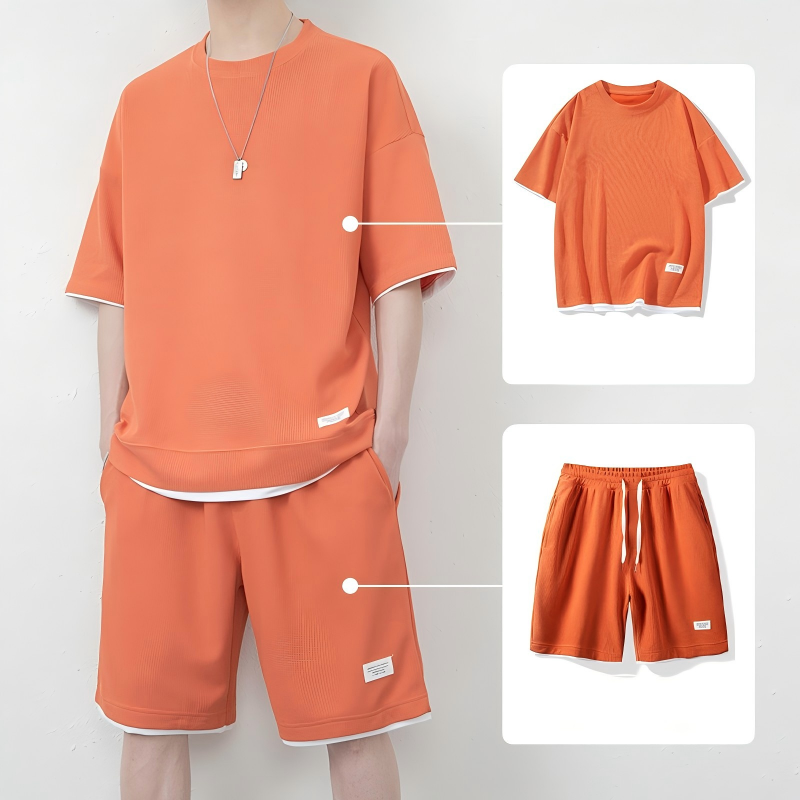 π LIMITED TIME 66% OFF! π Men's Waffle Knit T-Shirt & Shorts Set β Cooling Sensation Fabric & Relaxed Fit Design π