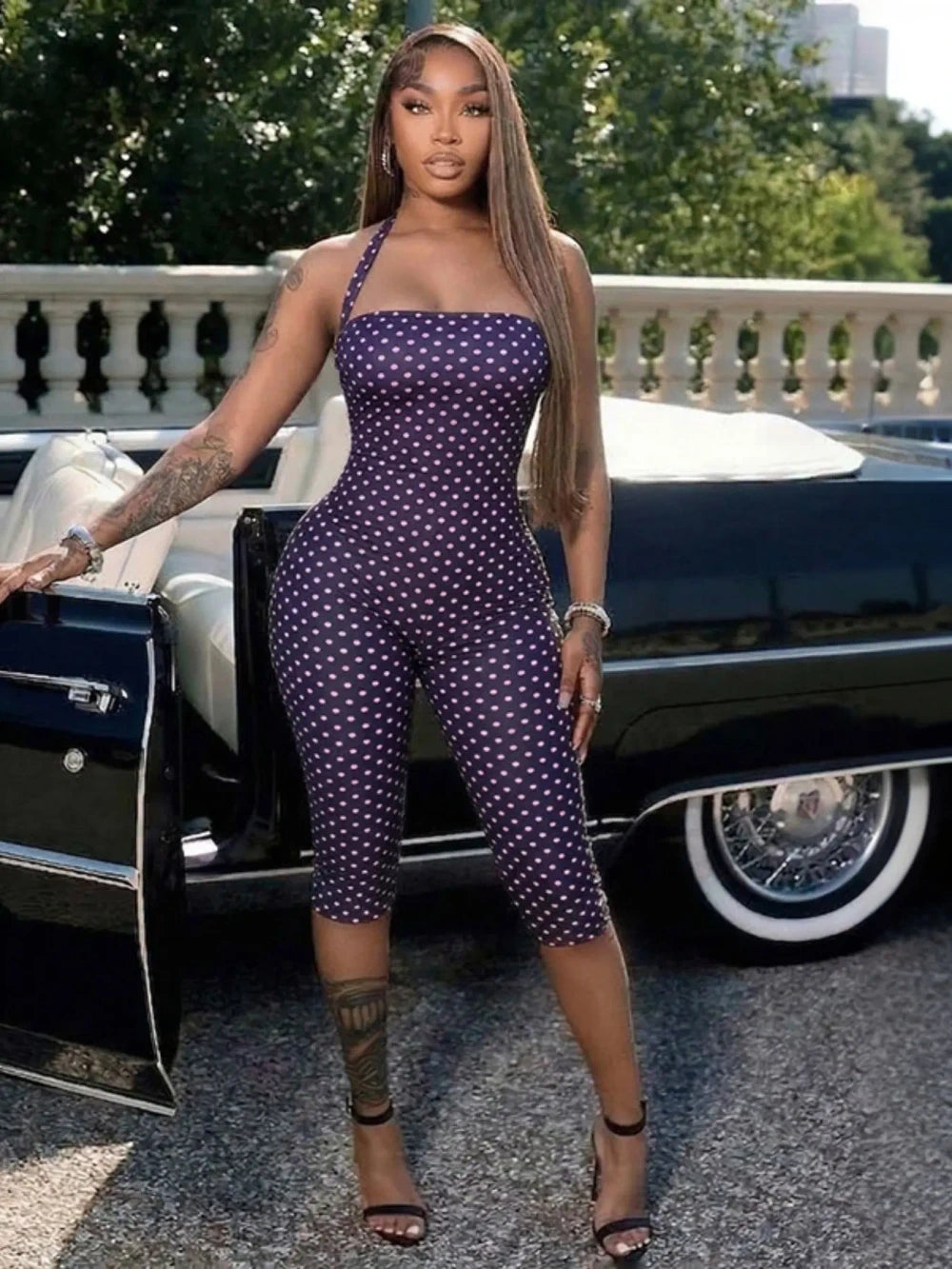 Polka Dot Halter Jumpsuit