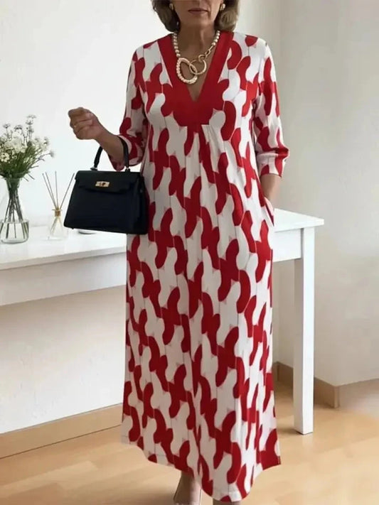 Floral Print V-Neck Midi Dress
