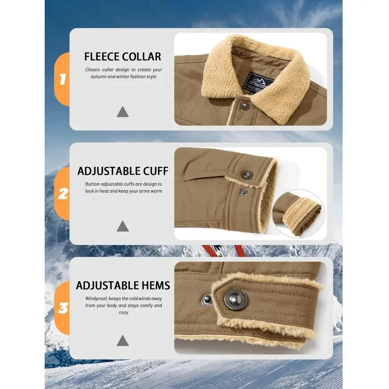 Sherpa Lined Cotton Fleece Winter Trucker Jacket
