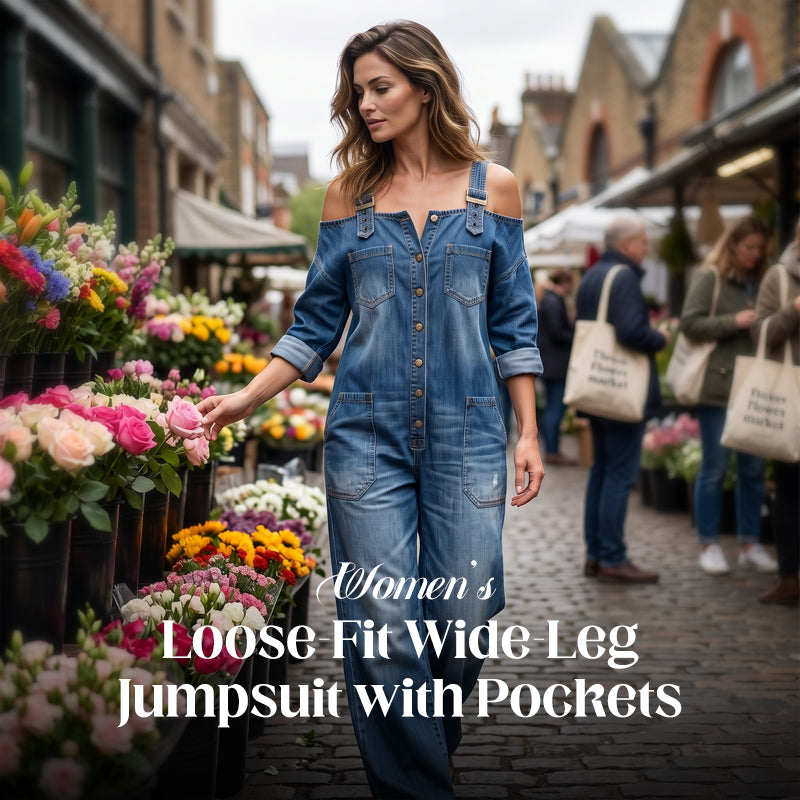 ⏳🔥LIMITED-TIME 60% OFF! 👗 Loose Fit Wide-Leg Overall Jumpsuit with Pockets – Effortless Comfort & Style ✨