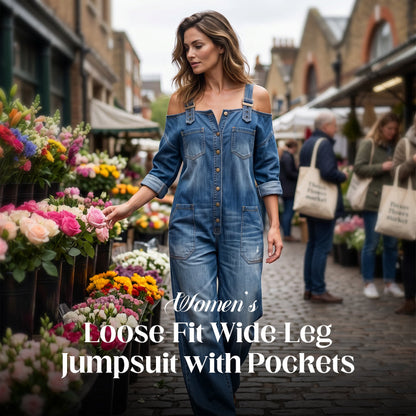 ⏳🔥LIMITED-TIME 60% OFF! 👗 Loose Fit Wide-Leg Overall Jumpsuit with Pockets – Effortless Comfort & Style ✨