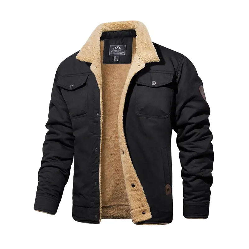 Sherpa Lined Cotton Fleece Winter Trucker Jacket