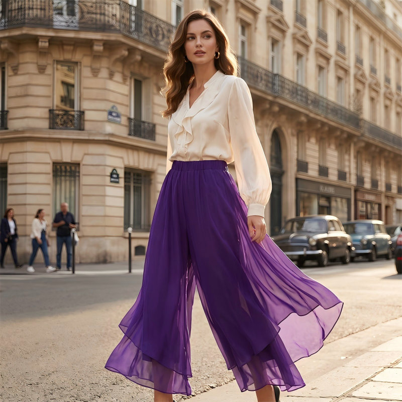 🎁2026 New Arrivals 50% OFF💥Women's Asymmetrical Chiffon Wide-Leg Pants