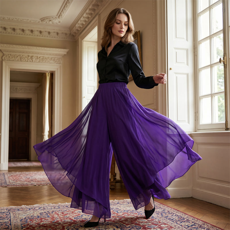 🎁2026 New Arrivals 50% OFF💥Women's Asymmetrical Chiffon Wide-Leg Pants