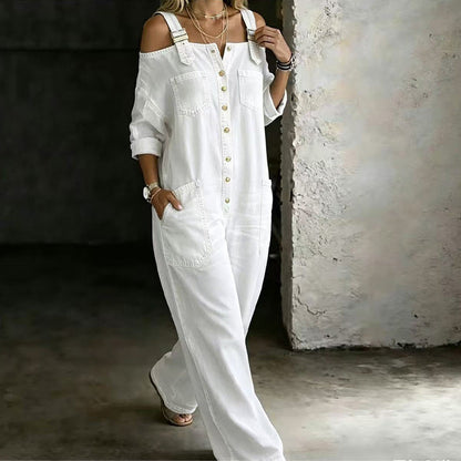 ⏳🔥LIMITED-TIME 60% OFF! 👗 Loose Fit Wide-Leg Overall Jumpsuit with Pockets – Effortless Comfort & Style ✨