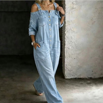 ⏳🔥LIMITED-TIME 60% OFF! 👗 Loose Fit Wide-Leg Overall Jumpsuit with Pockets – Effortless Comfort & Style ✨