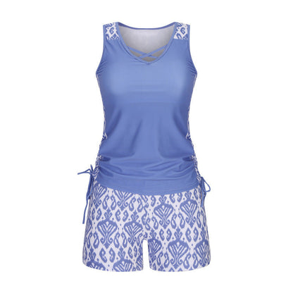 ⏰LAST DAY 60% OFF🌊Women's Tummy Control Tankini Set with Built-In Bra – Flattering Boho Swimwear with Shorts