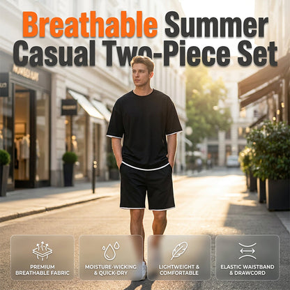 🎉 LIMITED TIME 66% OFF! 👕 Men's Waffle Knit T-Shirt & Shorts Set – Cooling Sensation Fabric & Relaxed Fit Design 💙