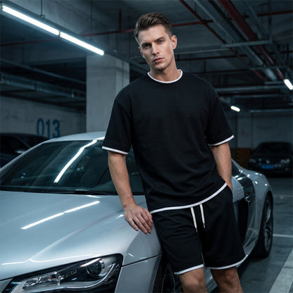 🎉 LIMITED TIME 66% OFF! 👕 Men's Waffle Knit T-Shirt & Shorts Set – Cooling Sensation Fabric & Relaxed Fit Design 💙